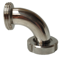 RVS 316 | INOX bocht 90 graden - DIN 11851 draadstuk x DIN 11851 puntstuk