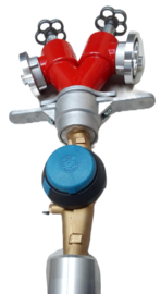 Standpijp | opzetstuk DN 80 voor ondergrondse hydranten met 2 spindelafluiters + watermeter Storz NOK | NA 89