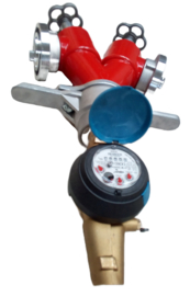 Standpijp | opzetstuk DN 80 voor ondergrondse hydranten met 2 spindelafluiters + watermeter Storz NOK | NA 89
