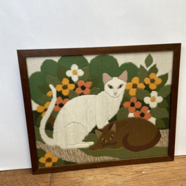 Vintage handwerk schilderij katten