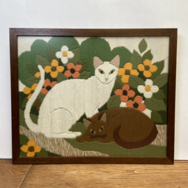 Vintage handwerk schilderij katten