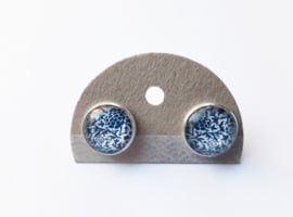 Earrings set Japanese Delft blue chrysanthemums
