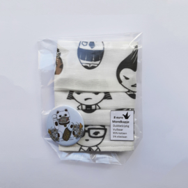 Mondmasker met Japanse gezichtjes print