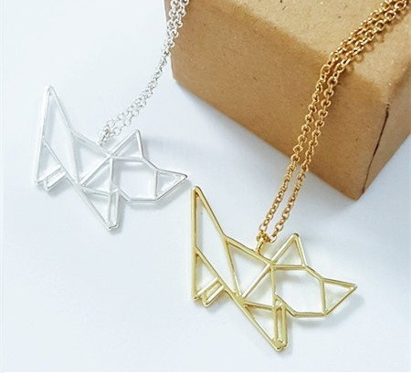 Origami cat necklace