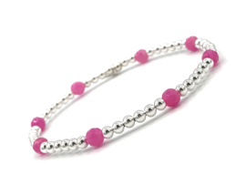 Armband Lucy met Sterling zilveren balletjes en roze chalcedoon edelsteen