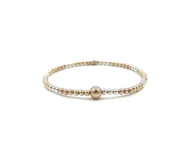 Armband Meryem met mixed colors zilver, gold- en rosé gold plated balletjes