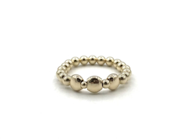 Stretch ring Nana met platte real gold plated balletjes