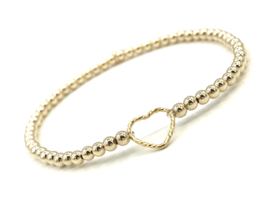 Armband Olivia sparkle met hartje en real gold plated balletjes