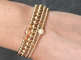 Armband Lou met real gold plated balletjes en champagne kleurige kwarts