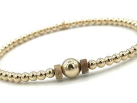 Armband Kate met real gold plated balletjes en picture jasper edelsteen