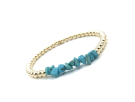 Armband Joy met real gold plated balletjes en turquoise edelsteen