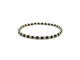 Armband Farah met real gold plated balletjes en facet geslepen zwarte onyx edelstenen