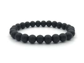 Heren armband Thomas met matte zwarte onyx edelsteen