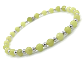 Armband Daphne met gele jade edelsteen en 925 Sterling zilveren balletjes