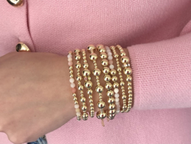 Armband Marjolein met real gold plated bolletjes en facet geslepen agaat edelsteen
