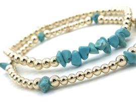 Armband Joy met real gold plated balletjes en turquoise edelsteen