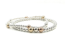 Armband Lily met Sterling zilveren, real gold plated- en rosé real gold plated balletjes