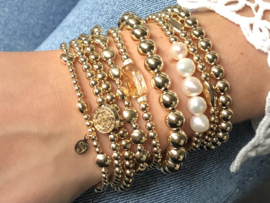 Armband Kae met platte real gold plated balletjes