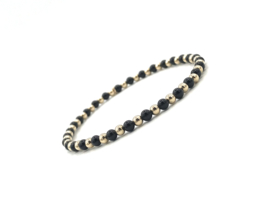 Armband Phileine met zwarte onyx edelsteen en real gold plated balletjes