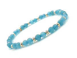 Armband Pien met real gold plated balletjes en turquoise jade edelsteen