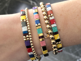 Armband Tila rainbow met gold plated balletjes en edelsteen