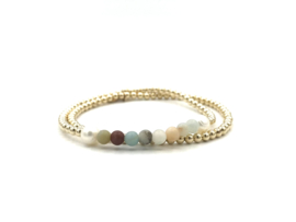 Armband Salma met amazoniet en real gold plated balletjes