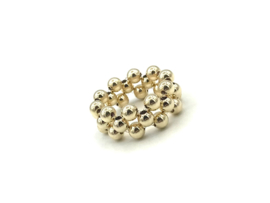 Stretch ring Zehra IV met dubbele lagen real gold plated balletjes
