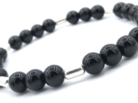 Heren armband Jesse met zwarte onyx edelsteen en Sterling zilveren staafjes