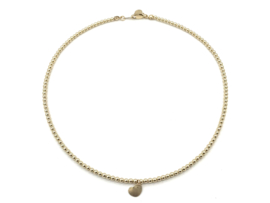 Ketting met hartje en 3 mm real gold plated balletjes