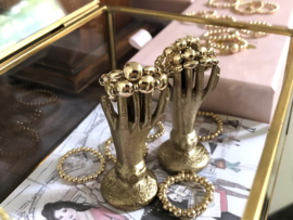 Stretch ring Lenthe met ovale- en platte real gold plated balletjes