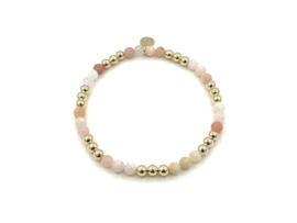Armband Marjolein met real gold plated bolletjes en facet geslepen agaat edelsteen