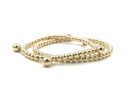 Armband Beau big met 6 mm real gold plated hangende balletjes