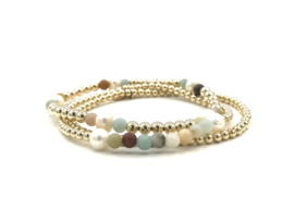 Armband Jara met amazoniet en real gold plated balletjes