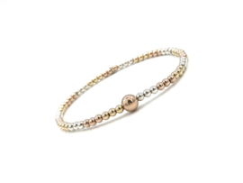 Armband Meryem met mixed colors zilver, gold- en rosé gold plated balletjes