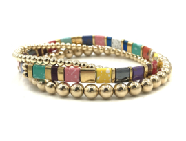 Armband Tila sunshine met gold plated balletjes en edelsteen