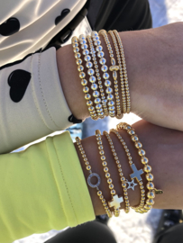 Armband Dilara met real gold plated balletjes en round Zirkonia tussenstukje