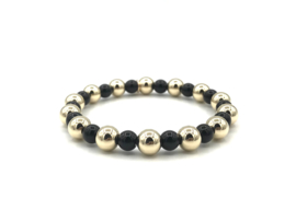 Armband Anissa met real gold plated balletjes en zwarte onyx edelsteen
