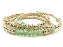 Armband Claire met groen Swarovski crystal en real gold plated balletjes