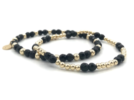 Armband Lynn met real gold plated balletjes en zwarte onyx edelsteen