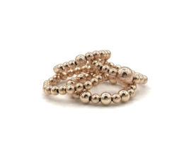 Stretch ring Marbette met glitterbal small en rosé real gold plated balletjes