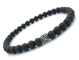 Heren armband Sem met zwarte onyx edelsteen en Sterling zilveren Bali spacer