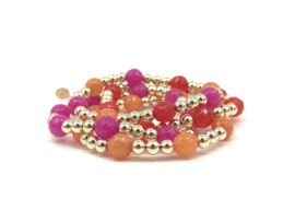 Armband Melina met chalcedoon edelsteen en real gold plated balletjes