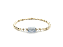 Armband Dina met licht blauw Swarovski crystal en real gold plated balletjes