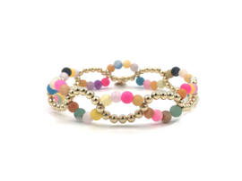 Armband Loua met real gold plated balletjes en matte agaat edelsteen