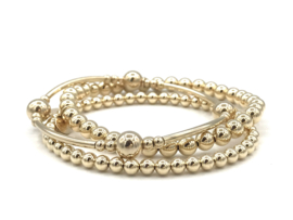 Armband Nora met real gold plated balletjes en buisjes