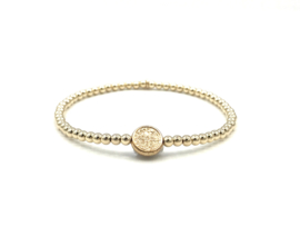 Armband lucky coin small met real gold plated balletjes