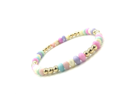 Armband Fardau met luxe parelmoer wieltjes en goudkleurige real gold plated bolletjes