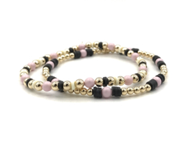 Armband Maeve met roze Swarovski pareltjes en real gold plated balletjes