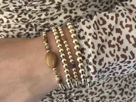 Armband Aaliyah met jasper edelsteen en real gold plated balletjes