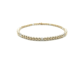 Armband Lara  met real gold plated balletjes en diamant geslepen zilveren balletjes